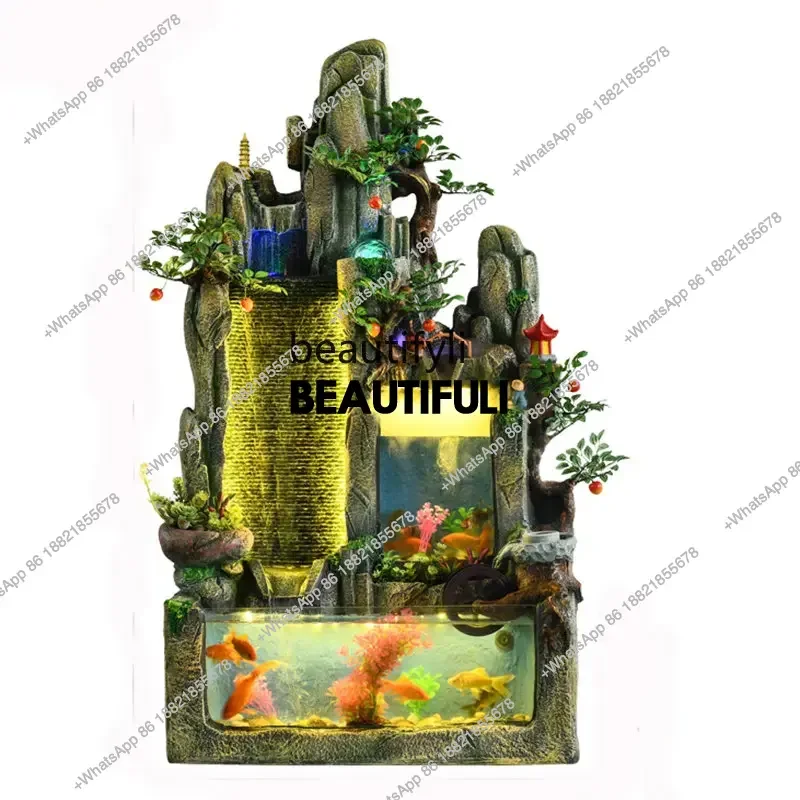 

newIndoor Glass Fish Tank Humidifier Landscape Balcony Large Artificial Mountain and Fountain Floor Ornamentsss1001