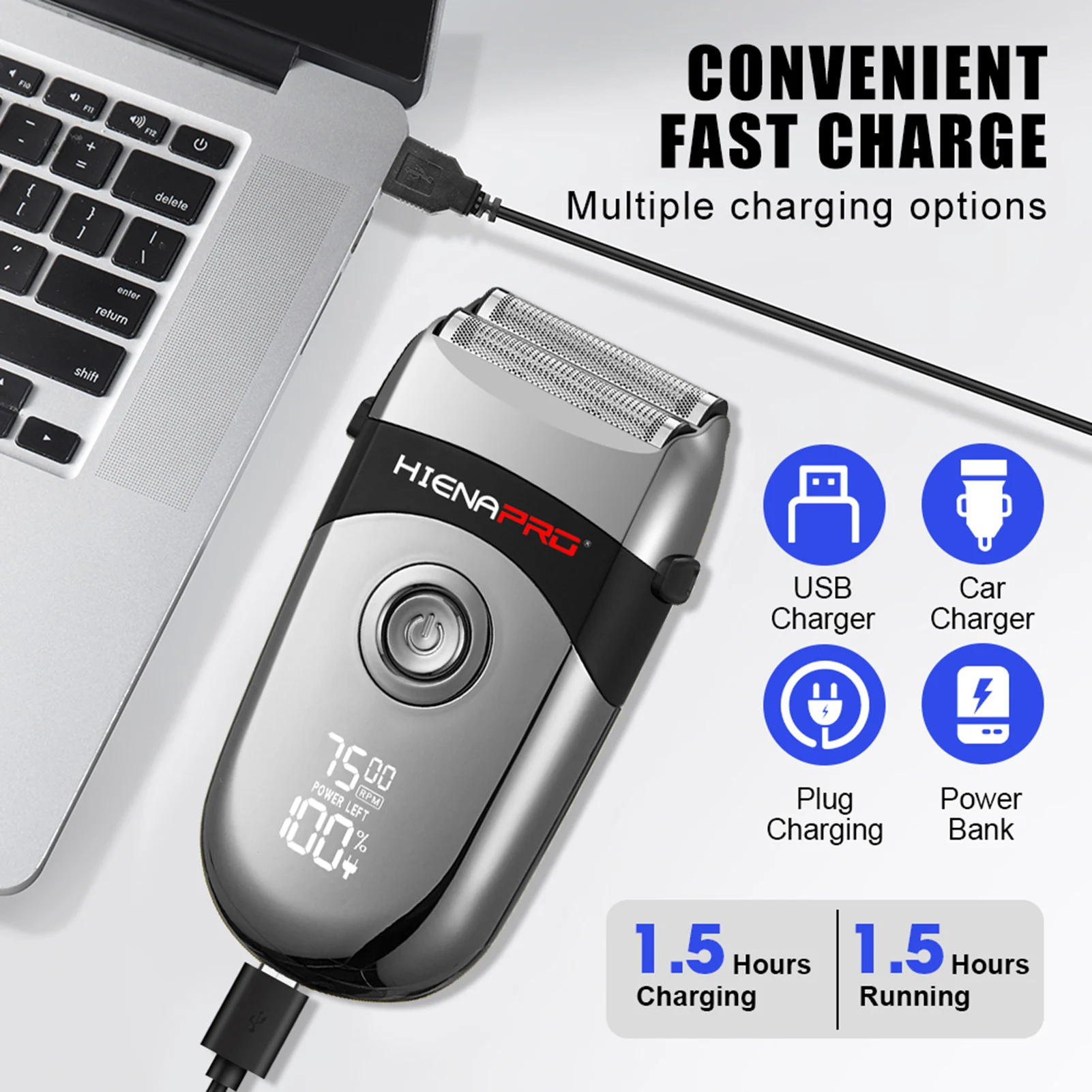 HIENA ماكينة حلاقة كهربائية للرجال مقاومة للماء 3 شفرات ماكينة حلاقة محمولة لتشذيب اللحية للسفر ماكينة قص الشعر الاحترافية