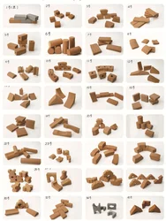 100pcs Mini Brick Model DIY House Miniature Dollhouse Accessory Simulation Bricks Toys for Kids Boys Girls Play House Game