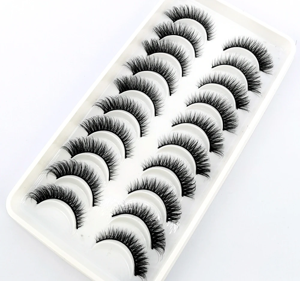 10 ペアのナチュラルロング 3D ミンクつけまつげ偽まつげメイクアップツール