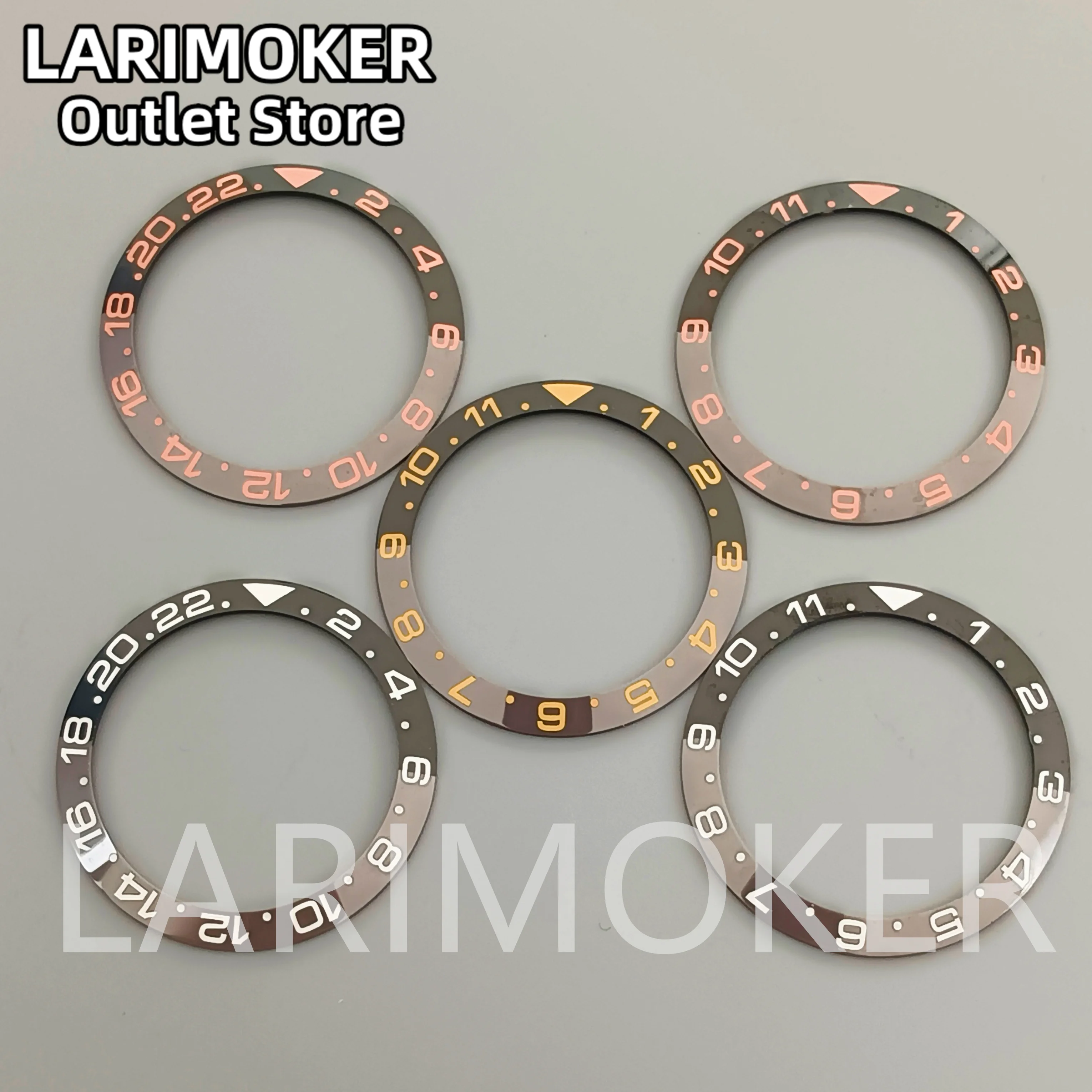 

LARIMOKER high quality 38mm black grey ceramics bezel insert fit 40mm watch case