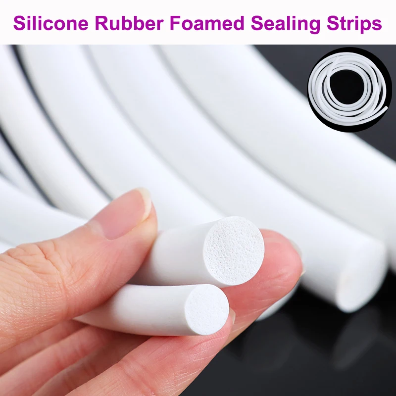 

1/2/5m White Silicone Rubber Sponge Strip Round Diameter 1~25mm Backer Rod Seal Strips VMQ Foamed Sealing Strips