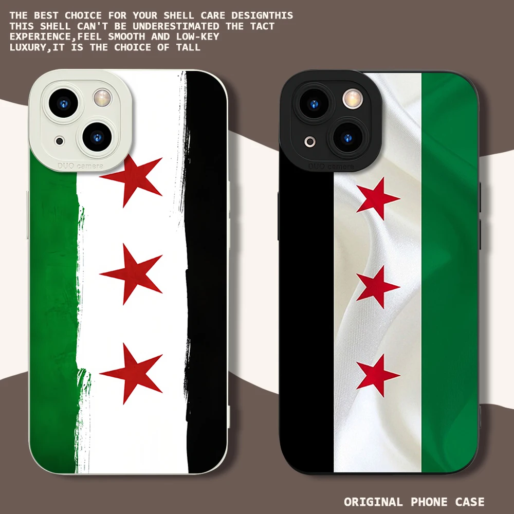 Phone Case For Xiaomi 15 14 13 12 Redmi K70 K60 PRO S Lite E Ultra Velvet Lens Protective Syrian Revolution Flag Soft Back Cover