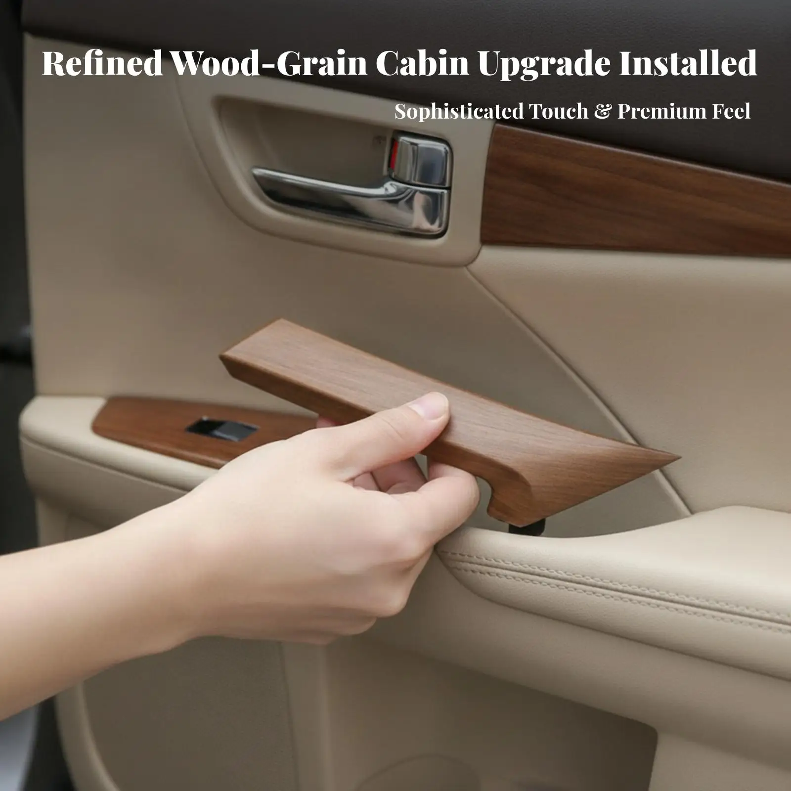 Snap-in Interior Door Pull Overlay | Matte Wood-Grain Finish, Interior Pull pull