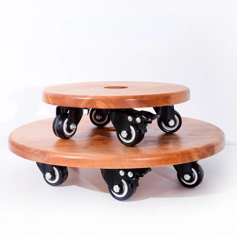 

Mobile flowerpot tray with thickened roller base and rectangular oak universal wheel load-bearing flower tray pulley base