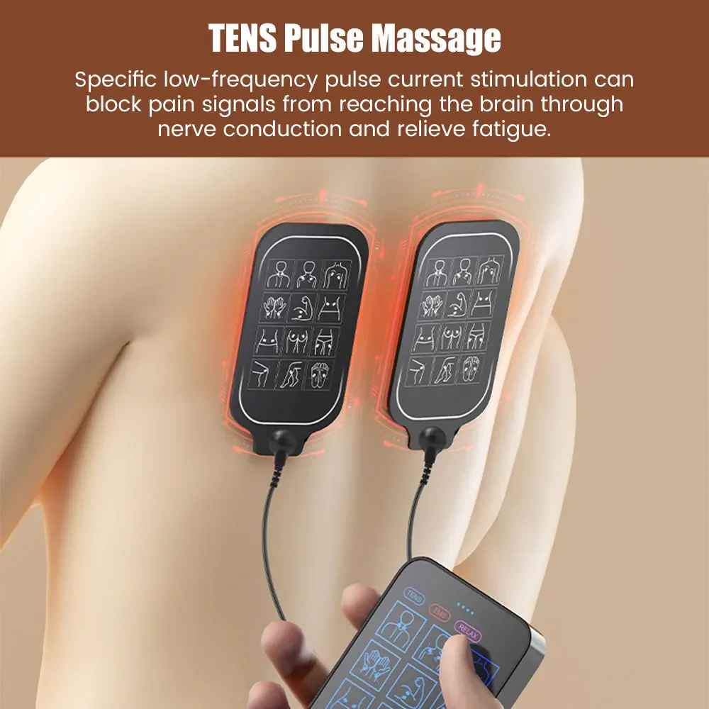 Tens Eletric Professional Muscle stimulator 12Modes EMS Dual Output Channel Physiotherapy Tens Machines equipment Body Massager