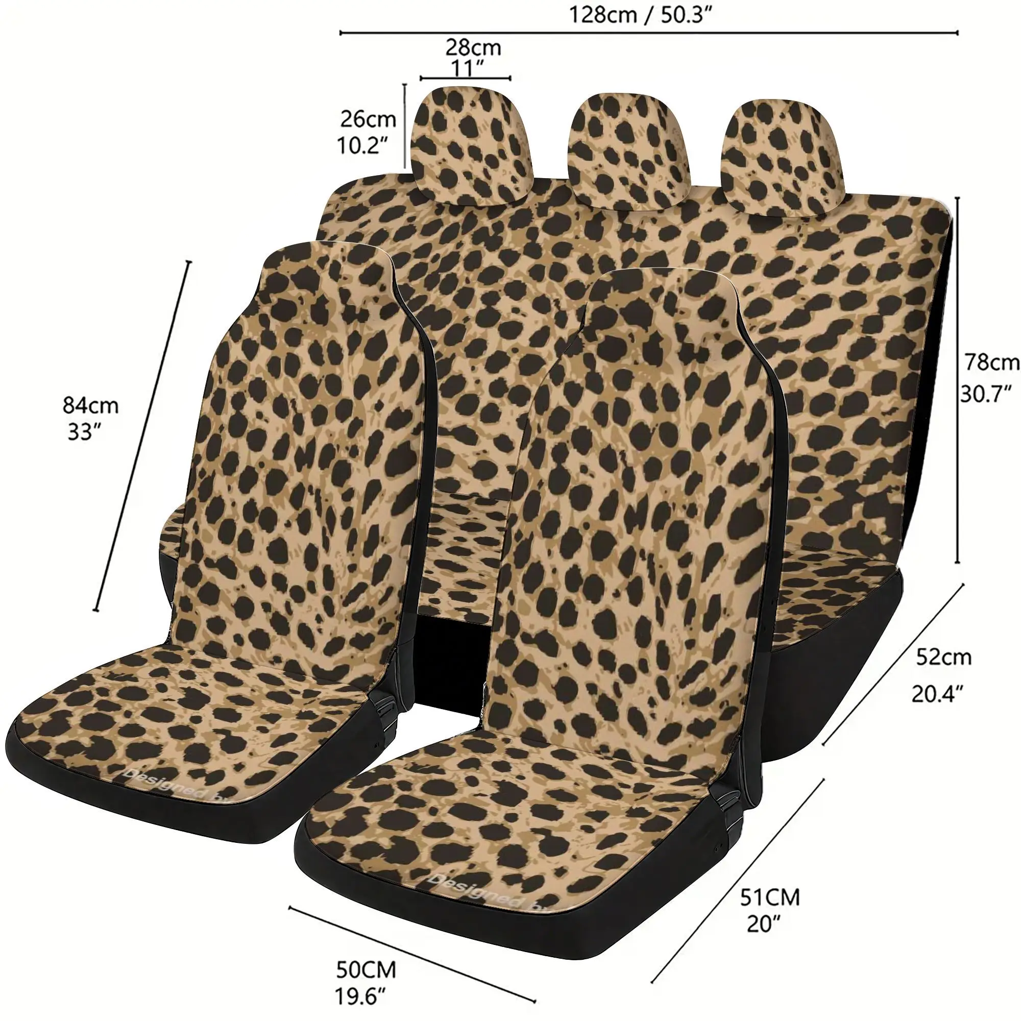Full Set Leopard Print Five Seat Car Seat Covers | Thickened All-Season Complete Seat Protective Covers, Suitable For Sedans, SU