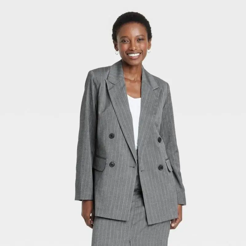 

Women's Double Row Jaet Suit New Arrival Faion Design Casual Spor ort Pants Seven Sve Top Autumn Wear