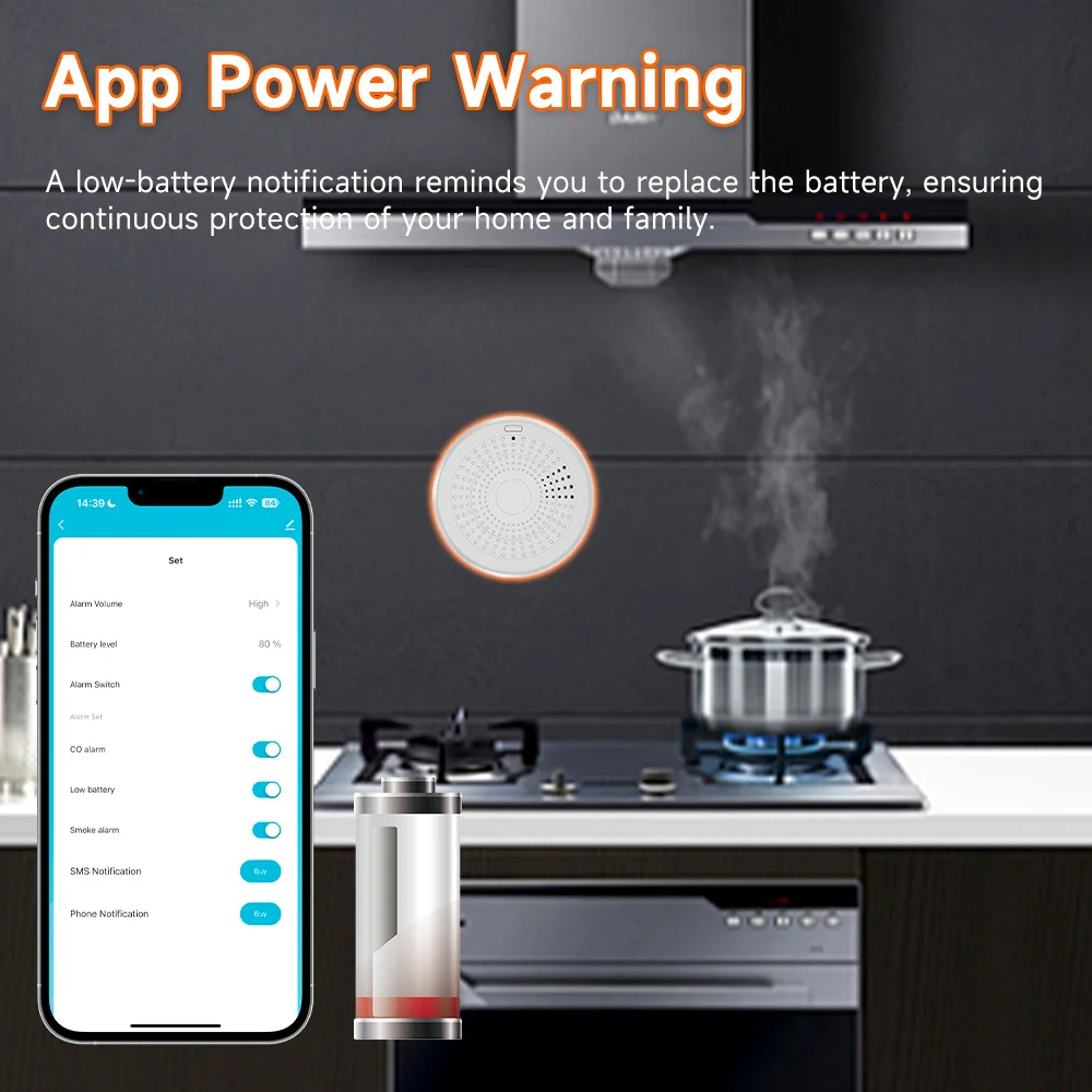 Tuya Wifi Smart Smoke Detector Security Protection Smoke Alarm Fire Protection For Home Security System Via Smart Life App