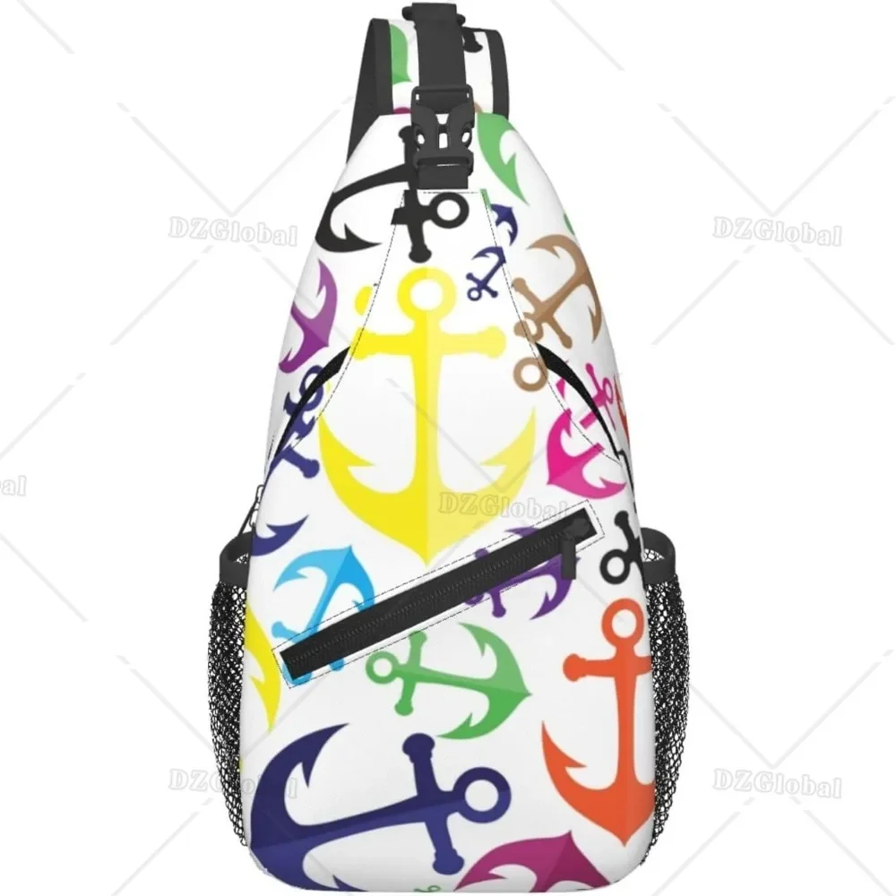 

Сумка-слинг с якорем цвета океана для мужчин и женщин, легкие сумки на плечо и грудь, повседневный рюкзак через плечо для путешествий, велоспорта, тренажерного зала