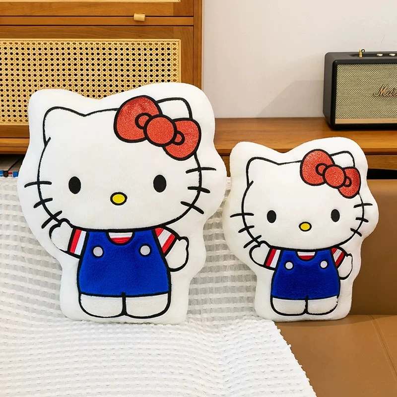 45CM Anime Sanrio Hello Kitty dessin animé en peluche poupée PP coton rempli oreiller Kawaii canapé coussin ornement cadeau de vacances