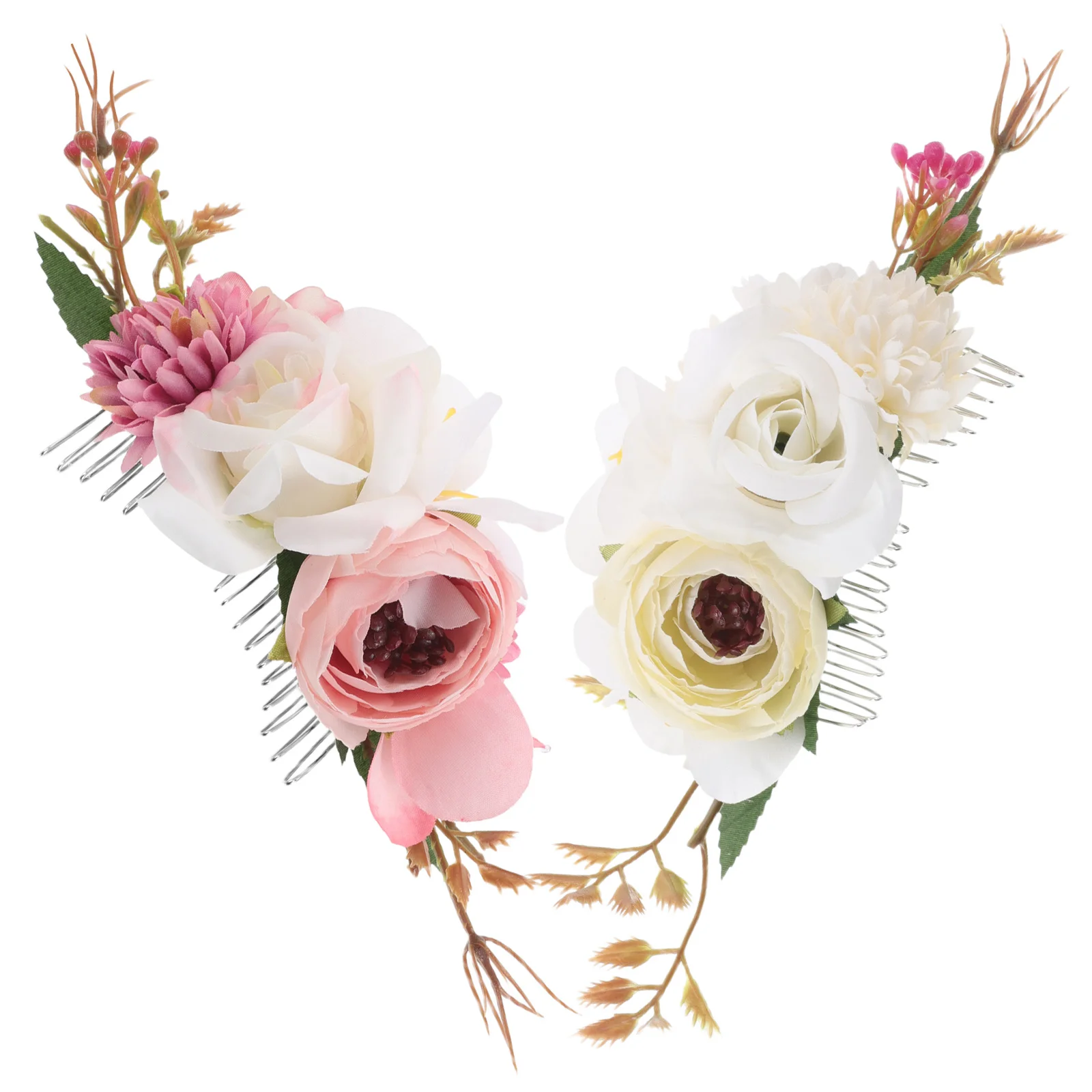 

2pcs Simulated Flower Hair Comb Bridal Headdress Wedding Accessories Boho Style Secure Fit Elegant Hair Accessory Floral