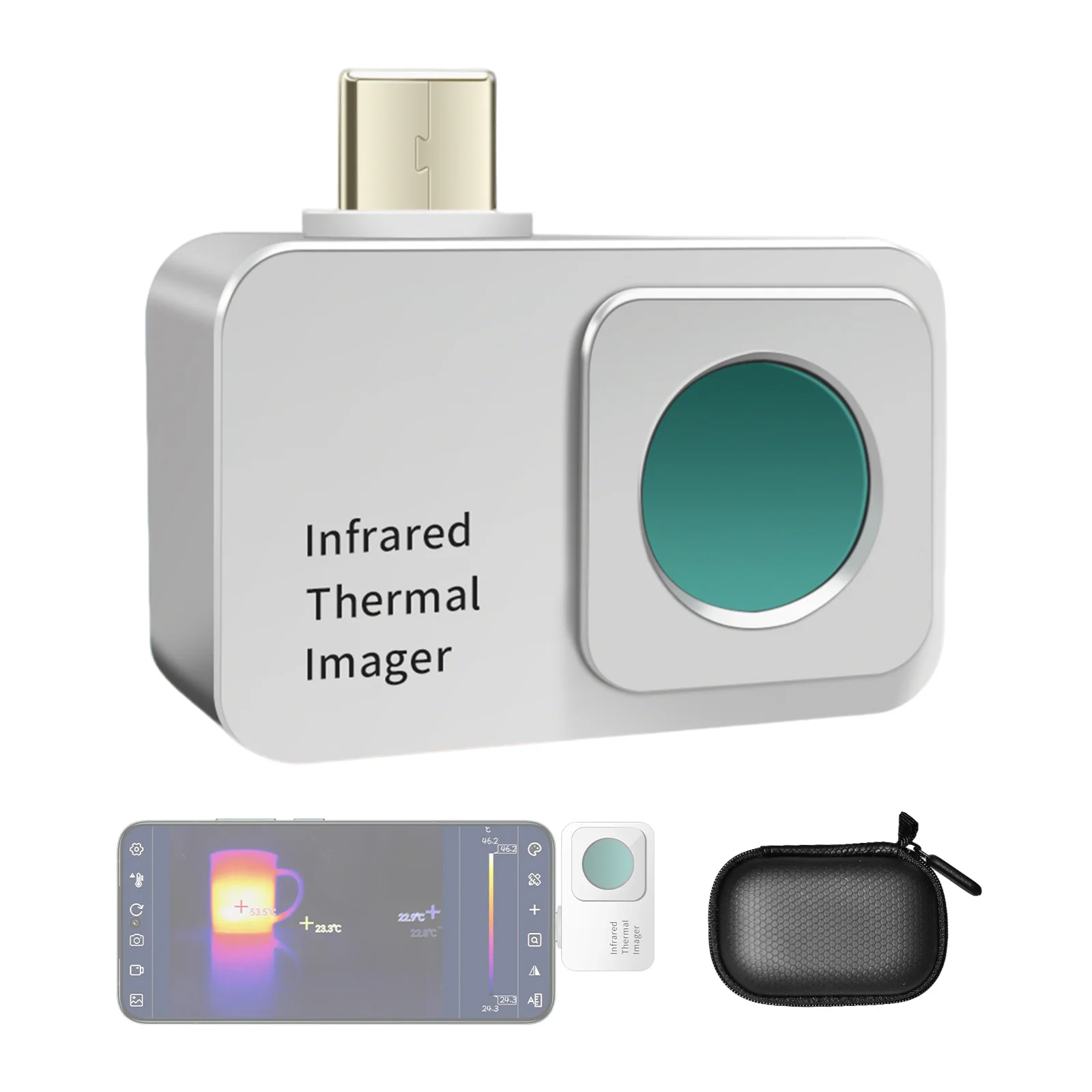 

HP-F26B Thermal Imaging Camera for Android-256x192 IR Resolution Thermal Imager with Secondary Analysis, Temp Alarm,- 15～600℃