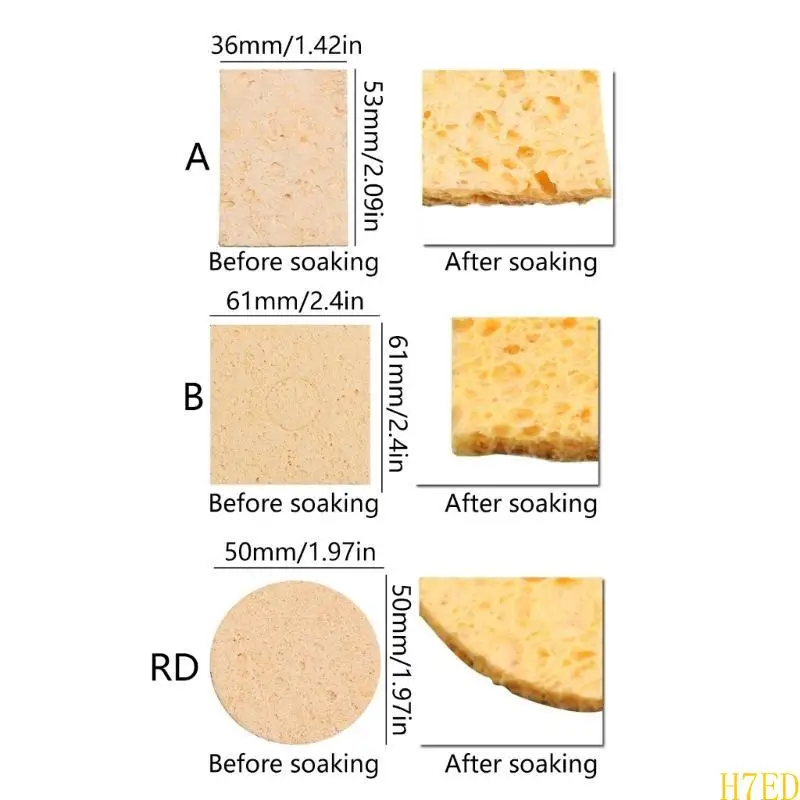 

H7ED 5Pcs Soldering Sponge Replacement Welding Soldering Iron Tip Cleaning Pad Sponge Soldering Iron High Temperature Sponge