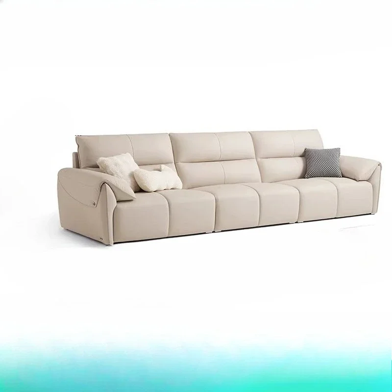 

Modern simple leather sofa solid wood frame piano keys first layer cowhide Italian factory direct sales