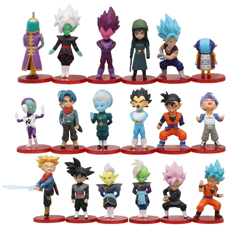 18-21PCS/SET Dragon Ball Z Figure Anime Q Version Trunks Super Saiyan Son Goten Action Figure Collectible Model Gifts Kids Toys