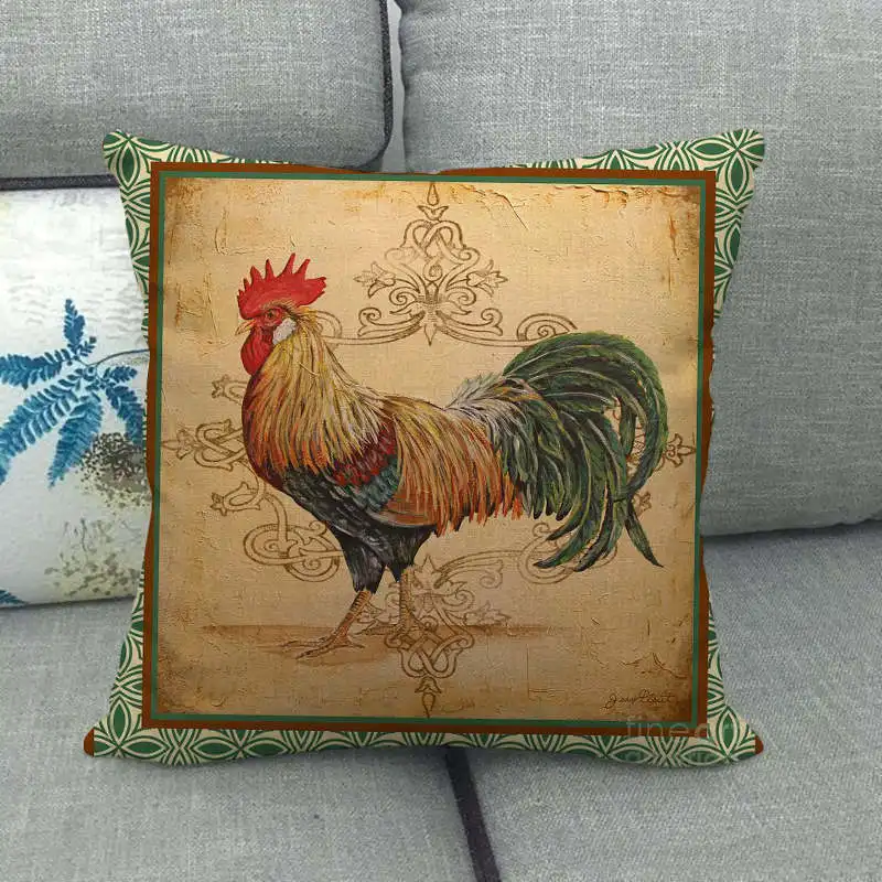 Cute Rooster Pillowcase Decor Lovely Pet Pillow Cover Animal Printed Cushion Cover Linen Pillow Case For Home Sofa Living Room