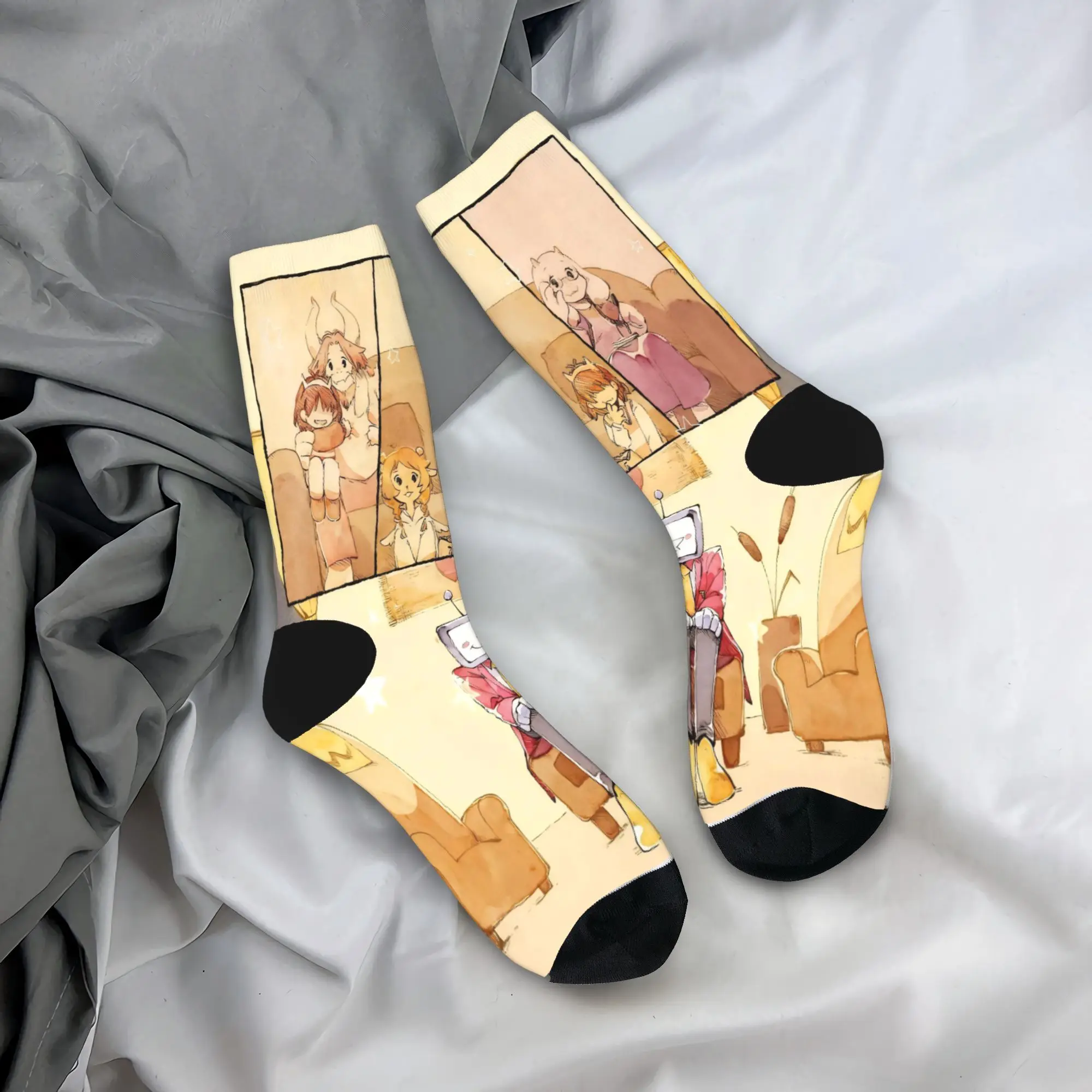 Calcetines divertidos Deltarune TV Tenna para videojuegos, calcetines para monopatín, calcetines de poliéster para mujeres y hombres, absorbentes del sudor