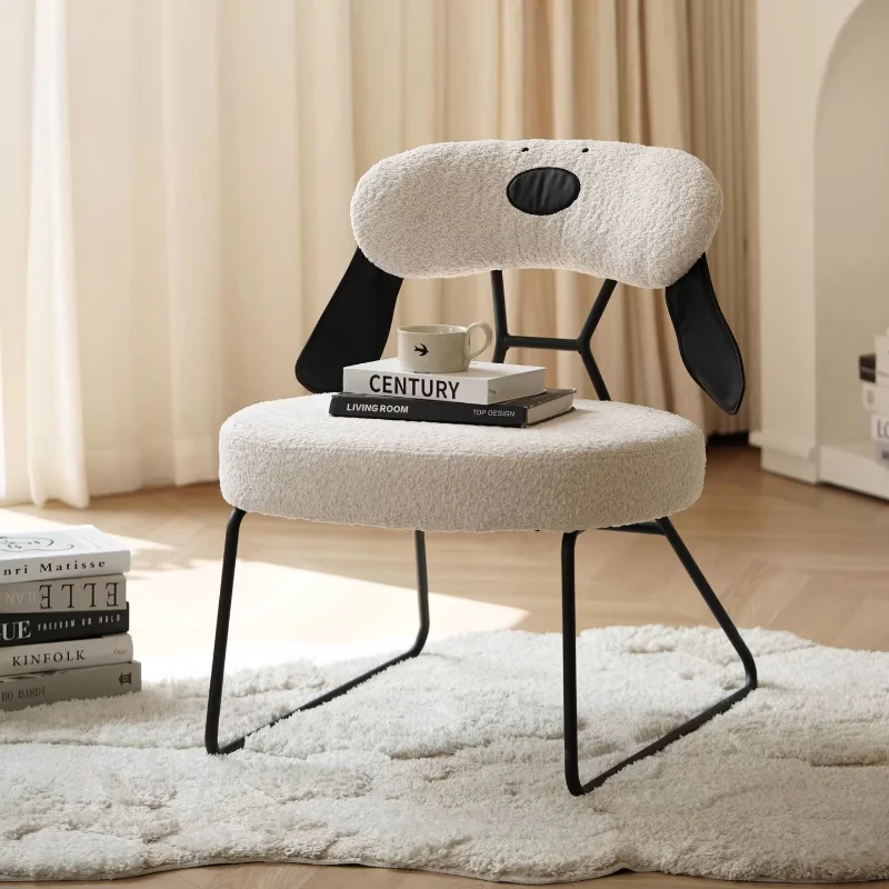 

Vintage Cream-colored Sofa Chair, Bedroom Dressing Chair, Beagle Lounge , Dog Lounge Chair, Single Sofa Furniture