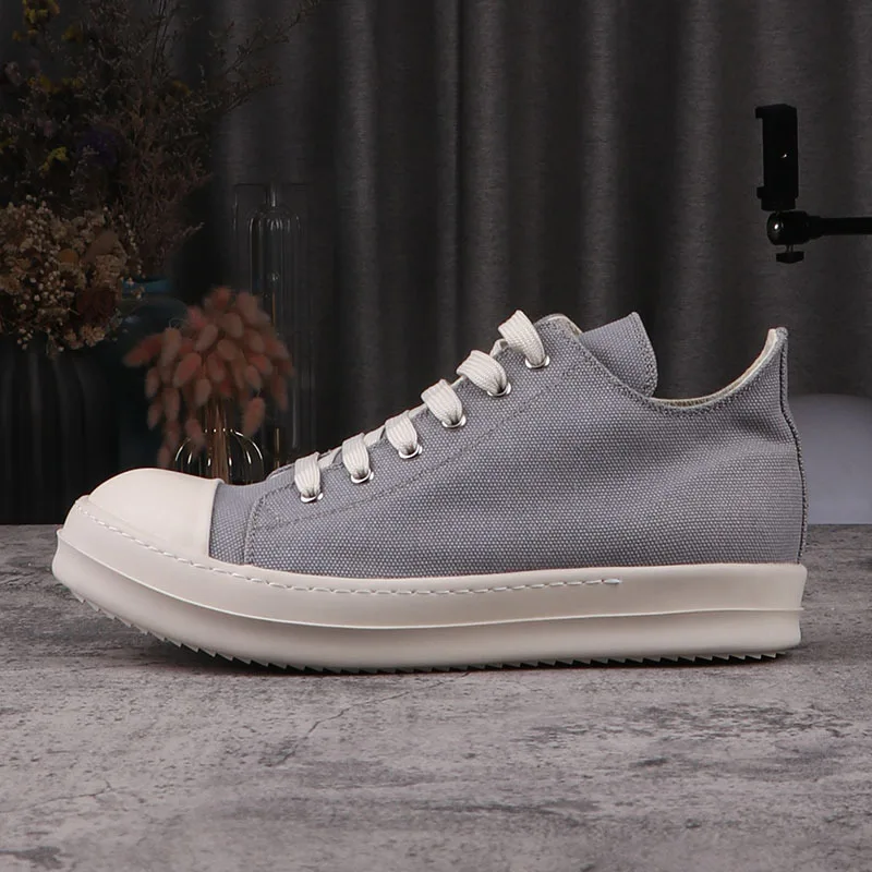 

High Street Smoke Gray Canvas Breathable Thick Soled Versatile Shoes Men Women Casual Fashion Sneakers
