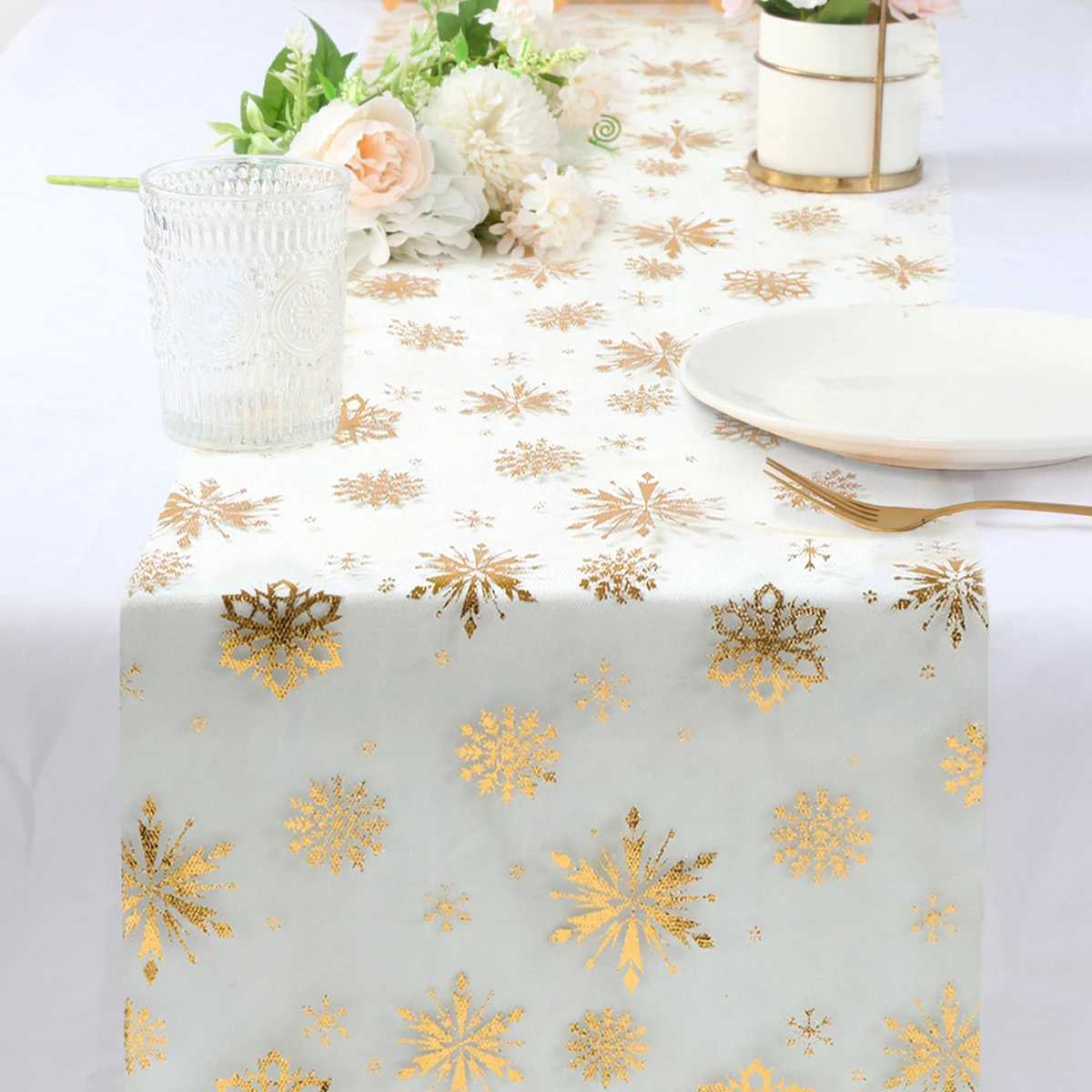 

Christmas Golden Table Runner Merry Christmas Decors for Home 2024 Table Runner Xmas Ornaments Navidad Natal New Year Gift 2025