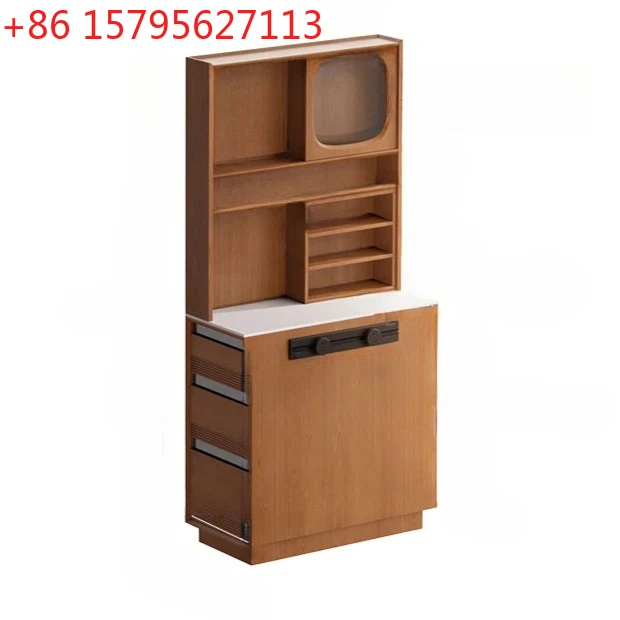 

Ультраузкий остров из цельного дерева в стиле ретро, встроенный складной обеденный стол для маленькой квартиры, обеденный боковой шкаф