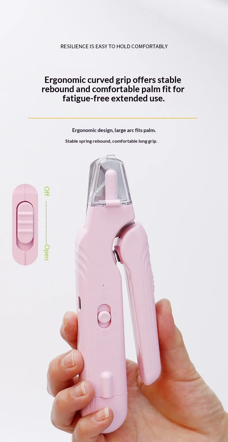 Katzen-Nagelknipser mit LED-Licht, Edelstahl-Katzen-Nagelschneider mit Feile - All-in-One Haustier-Nagelschere – Detail 12