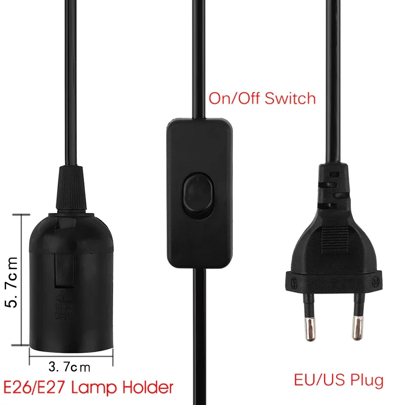 E27 Lamp Bases Pendant Lights 1.8m Power Cord Cable EU/US Plug  Adapter With Switch Wire For Socket Hold