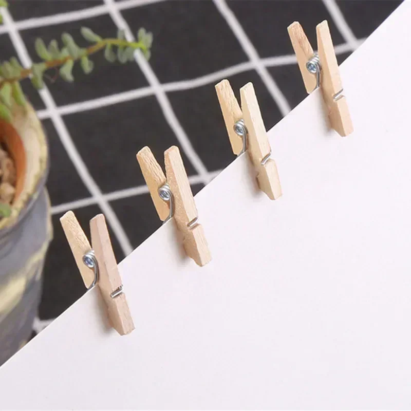 

100pcs Mini 25mm Natural Wooden Clips Photo Clips Clothespin DIY Wedding Party Wooden Clip Clips Pegs Dropshipping