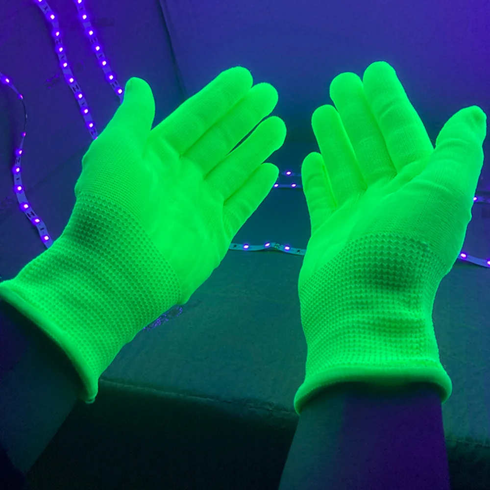 

5Pairs Glowing Gloves Neon Party Fluorescent Decoration Hand Props Need UV in the Dark Black Light Gloves Stretch Knit Glove