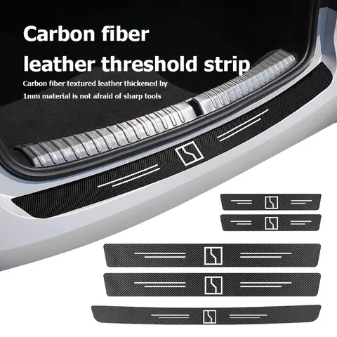 4pcs Carbon Fiber Car Door Sill Threshold Protector Stickers For Zeekr 001 009 007 MIX X 7X Krypton 003 7X 2024 2025 X EV 2023