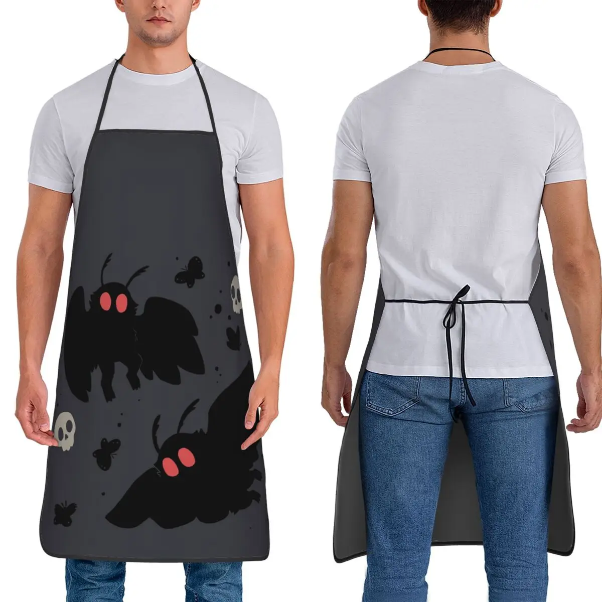 

Mothman-ночной серый фартук шеф-повара кулинария кухня Tablier нагрудник без рукавов кухонный сарафан для уборки для женщин и мужчин живопись