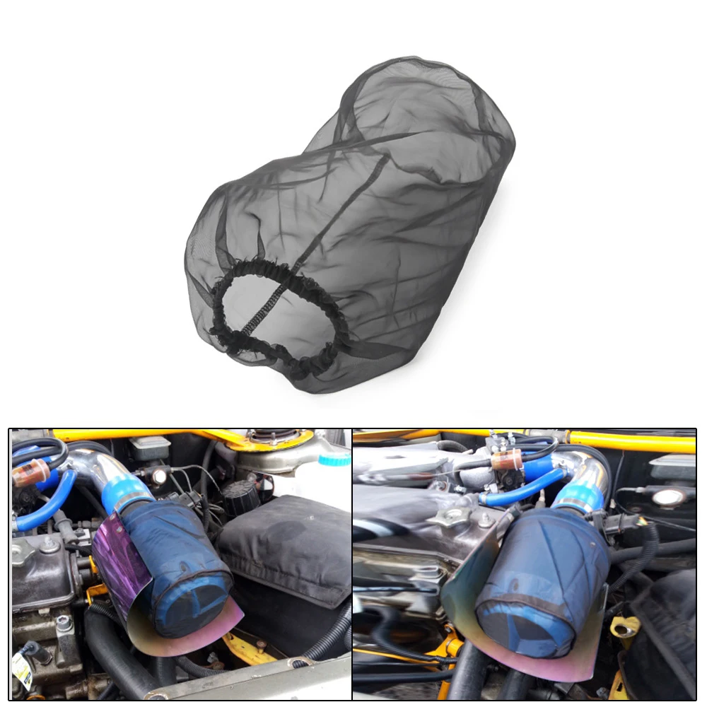 Black Filter Mesh Cover Cold Air Conical Engine Intake Polyester cloth Professional Replacement Spare Washable