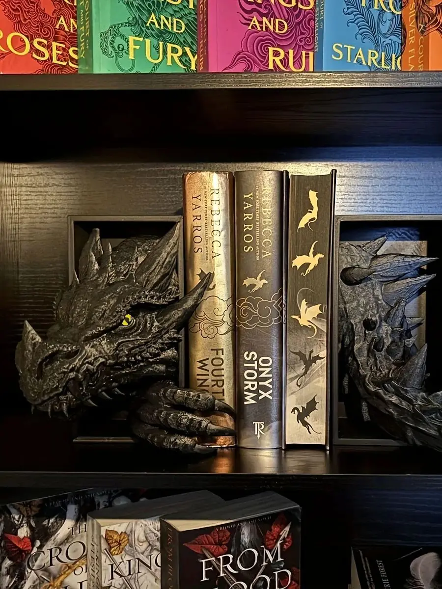 2-teilige drachenförmige Buchstützen-Dekorationen, Fantasy-Dekor, Wohnaccessoires, Bücherregal-Buchstützen-Dekorationen, drachenförmige Dekorationen erscheinen im Bücherregal. – Detail 5