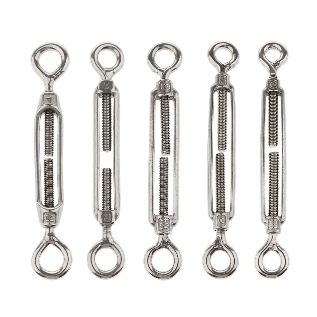 304 Stainless Steel Turnbuckle Screw M4 M5 M6 M8 Suitable for Tightening Rope, Length Adjustable