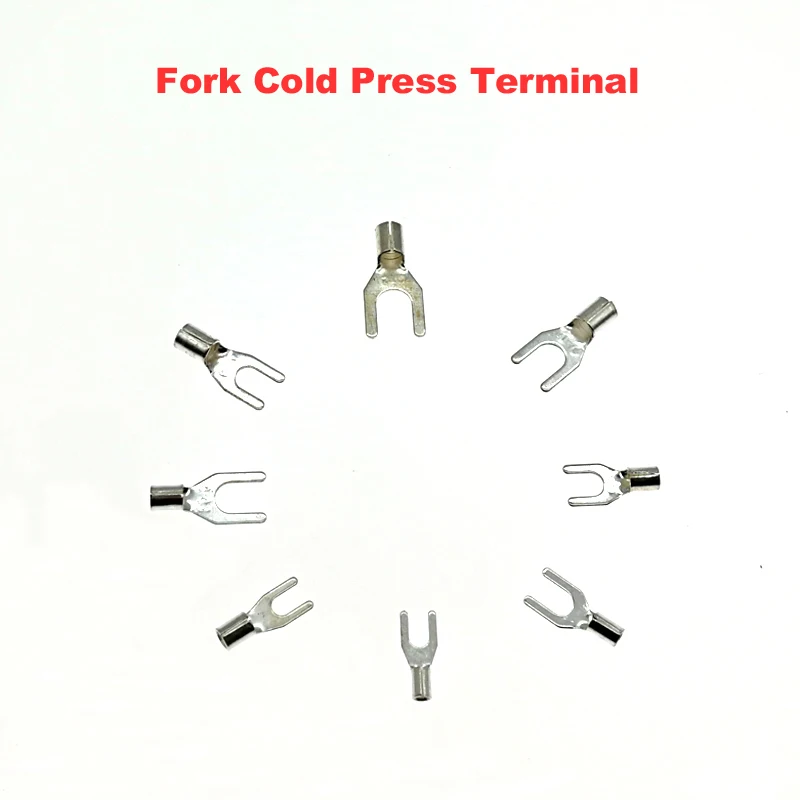 

Fork Cold Press Bare Electrical Crimp Terminal Naked Wire Connector UT0.5~UT16 Wiring Cable Ferrules 22-6AWG 0.5-16mm²