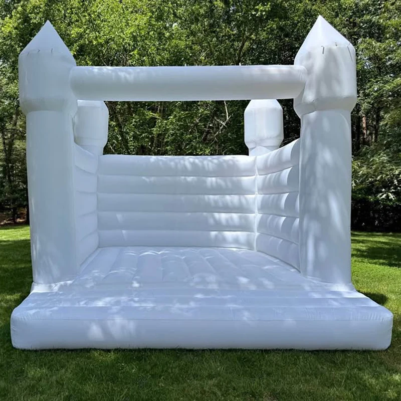 Casa de rebote de grado de 4M, color blanco, para niños, fiestas, eventos, decoración de jardín de boda, parque infantil al aire libre, Castillo saltador con soplador