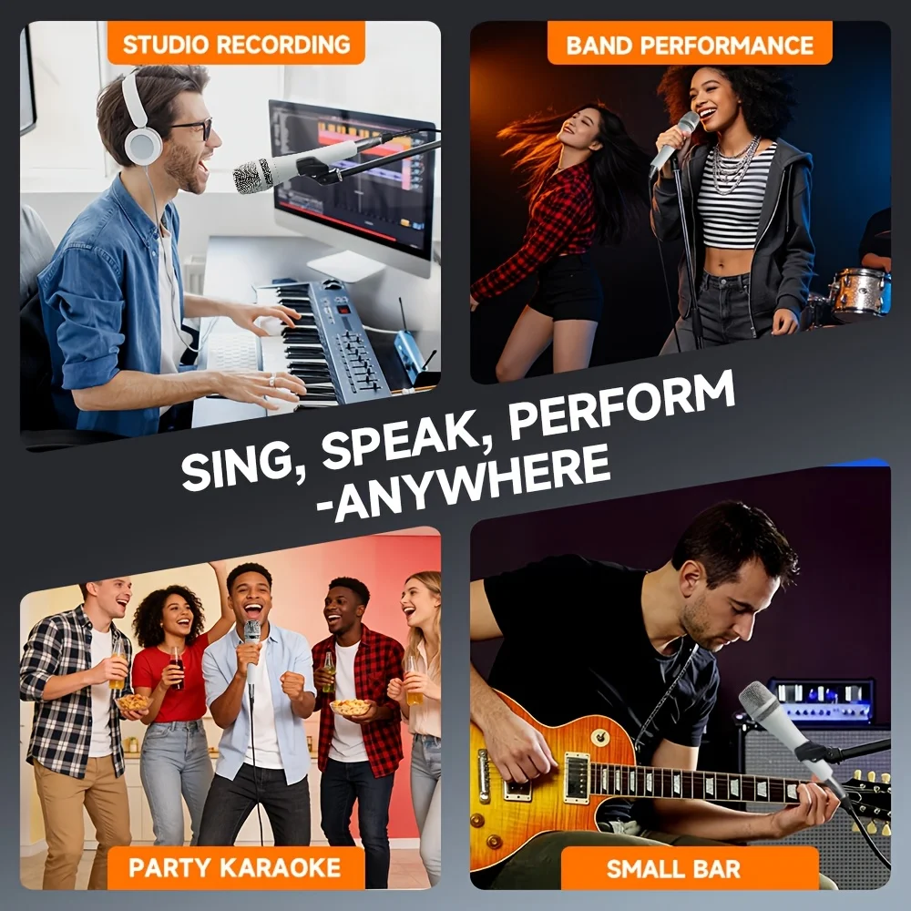 White Professional Dynamic Microphone LN945 High-quality HyperCardioid Vocal Mic For Party Karaoke Singing Speech Recording
