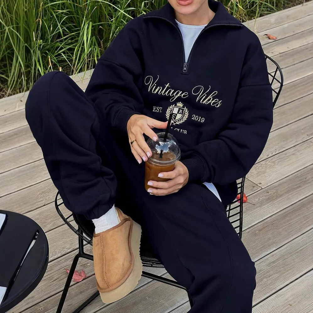 Autumn New Woman Clothing Streetwear Harajuku Hoodie Semi-zipper Lazy Wind Hoodies Woman Clothes Loose Long-sleeved Top Jacket