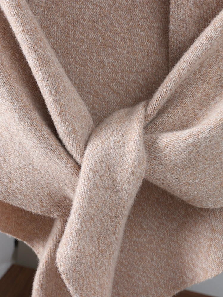 2025 سميكة كبيرة هيذر الغزل مثلث وشاح شال 100% الصوف مزيج النسيج المرأة محبوك اكسسوارات التفاف عادية لينة الدافئة دافئ #5