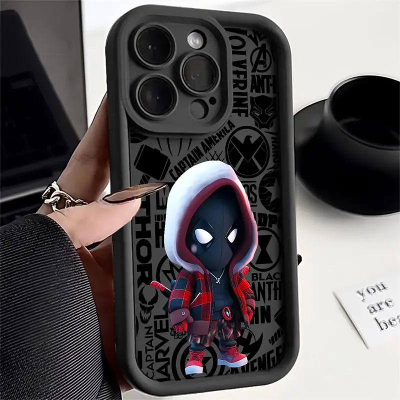 Marvel Deadpool Spiderman Boy Soft Liquid Silicone Phone Case for Apple iPhone 11 12 13 14 15 Pro Max 16 Plus Bumper Back Cover