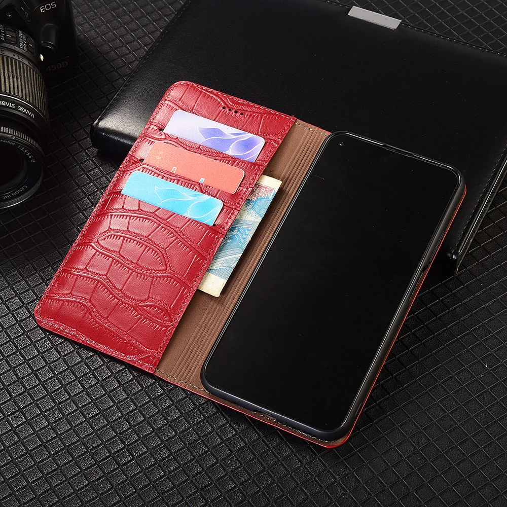 Crocodile Belly Genuine Leather Flip Case For Asus Rog Phone 3 5 5S 6 6D 7 8 9 Pro FE Ultimate Wallet Cover Cases Scratch Proof - view 2