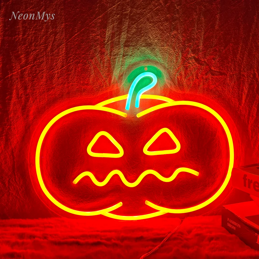 Halloween Pumpkin Ghost Face Neon Light Halloween Day's Party Club Bar Shop Home Wall Decor Bedroom Kids Room Decorations Sign