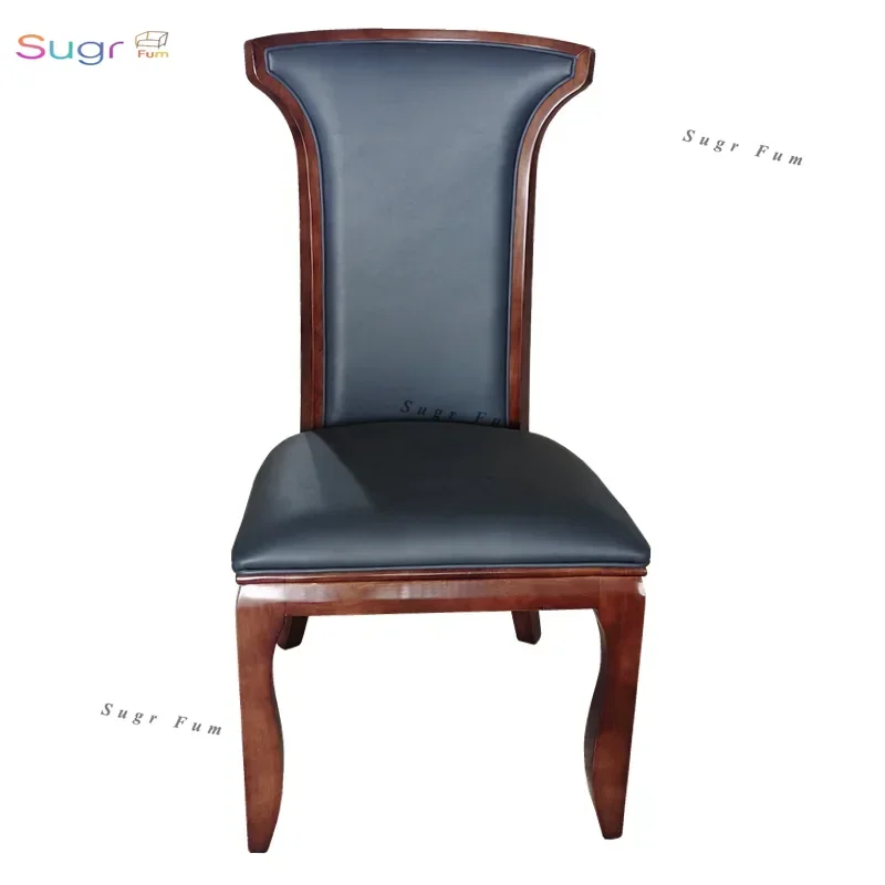 

New Chinese style high backrest solid wood soft bag dining chair home hotel box restaurant club table