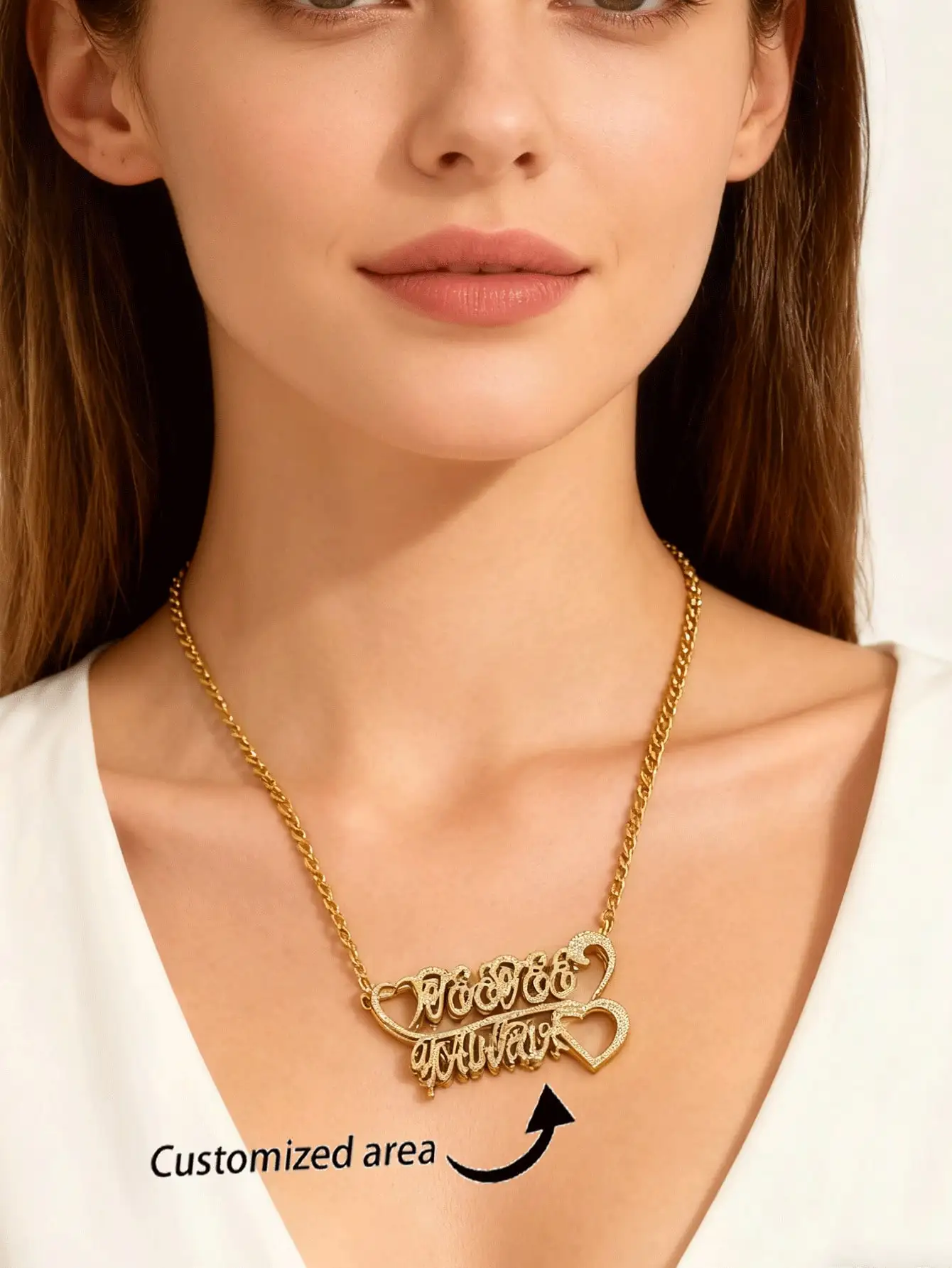 1 piece custom made stainless steel name necklace-personalized Frosted letter pendant with shiny embellishment