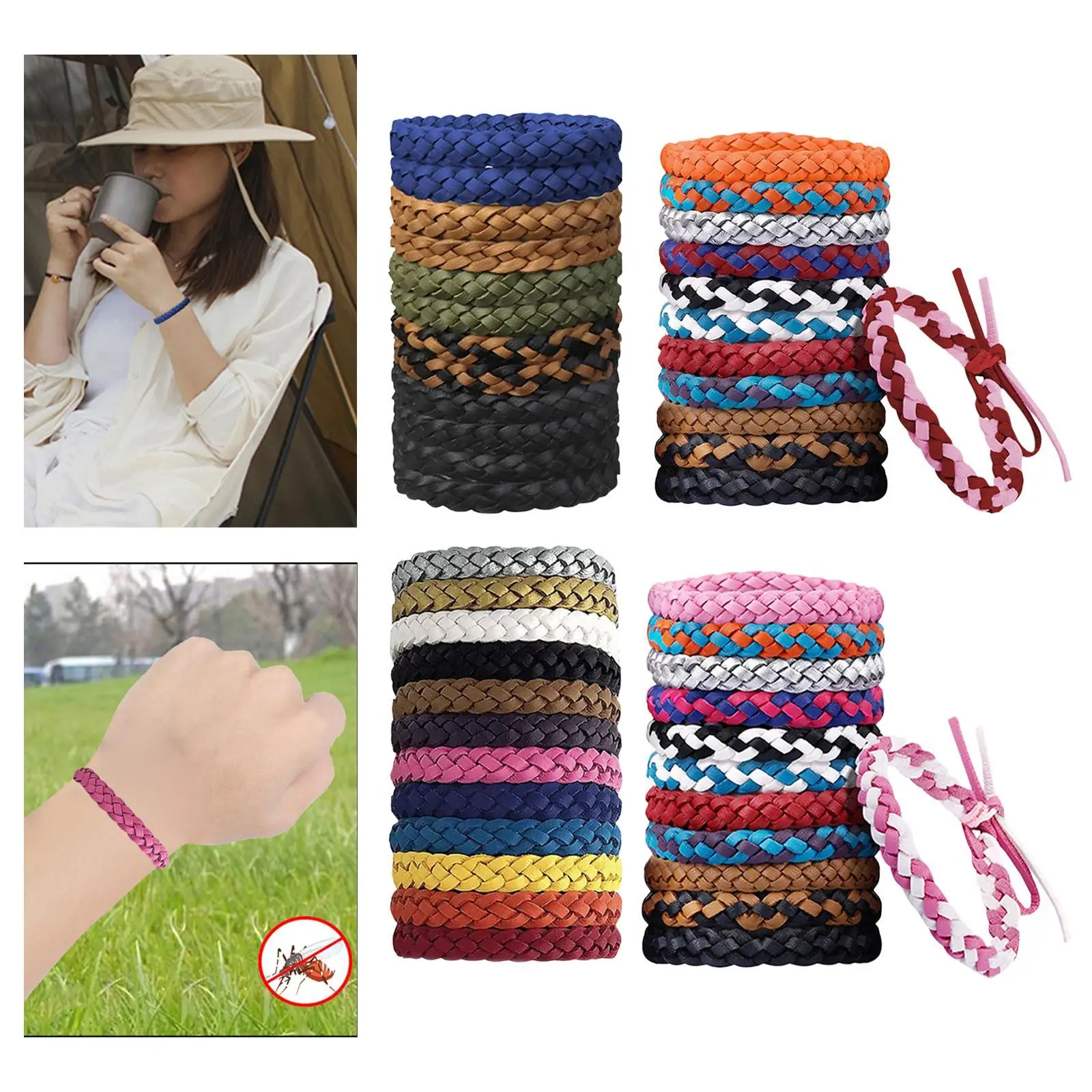 

12 Pieces Bands Wristbands Essential Oil for Hiking Traveling Picnics