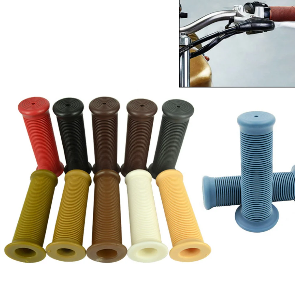 

1Pair Motorcycle Tpr Rubber Handlebar Grips Universal Vintage Non-Slip Shock Absorbing Ergonomic Light Brown 25-28mm Cycling