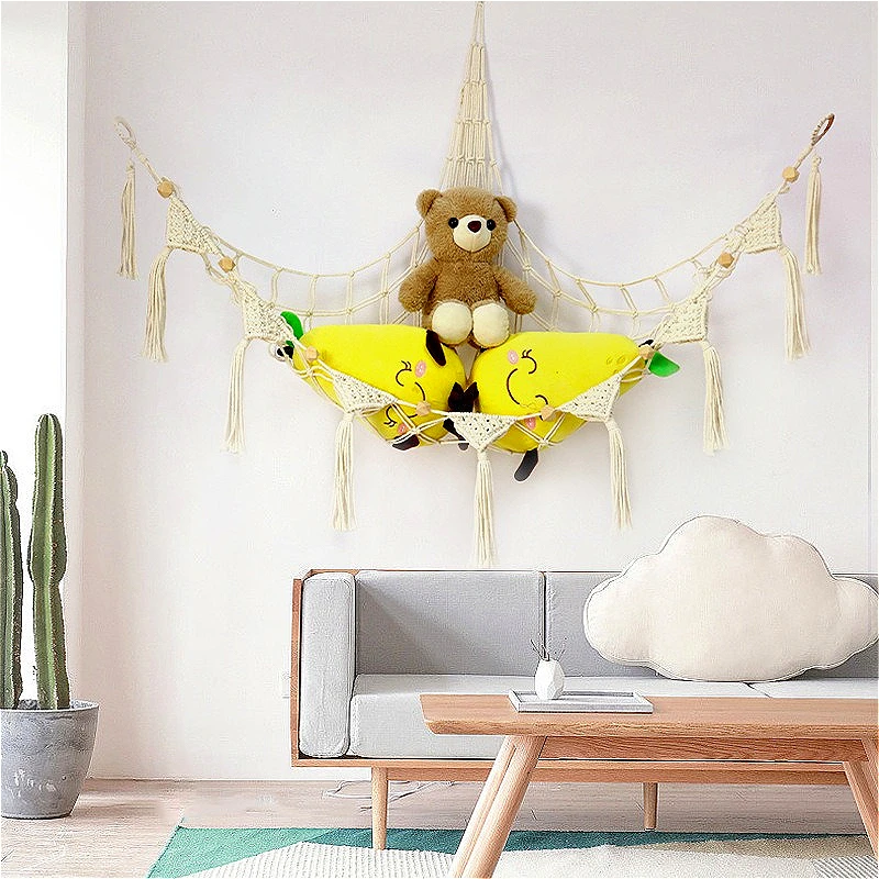 

Bohemia Toy Storage Net Handwoven Hammock, Triangle Corner Net for Plush Toys & Room Decoration