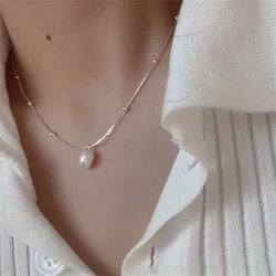 Baroque Pearl Pendant Necklace For Women Silver Color Bead Clavicle Chain Necklace Fashion Women Jewelry Accessories Gft
