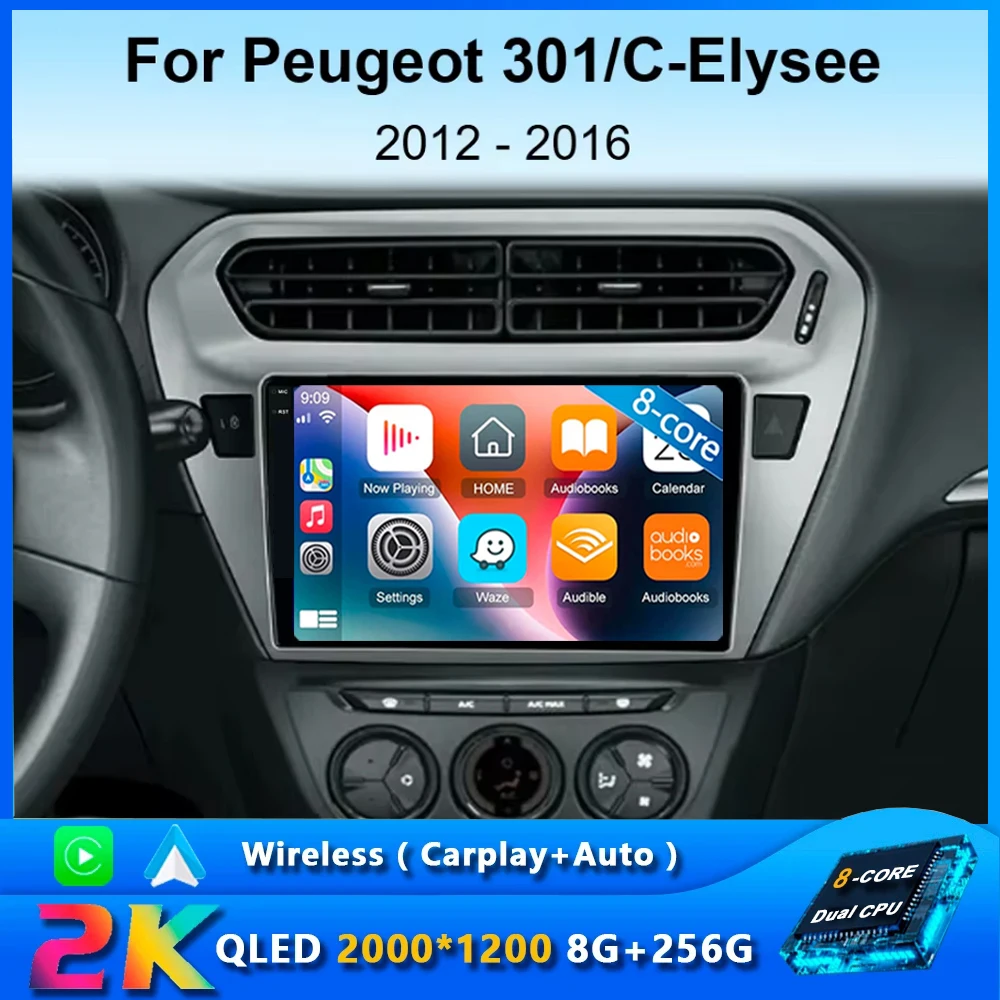 Android 14 For Peugeot 301 per Citroen C-Elysee CElysee 2012-2016 Car Multimedia Player Car GPS Navigation Touch Screen No 2din